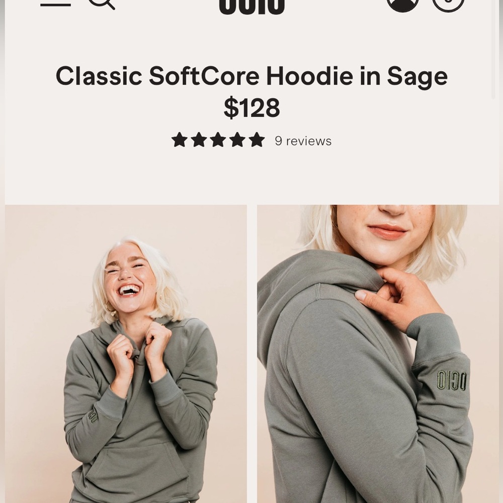 Ocio Softcore Hoodie in Sage XXS